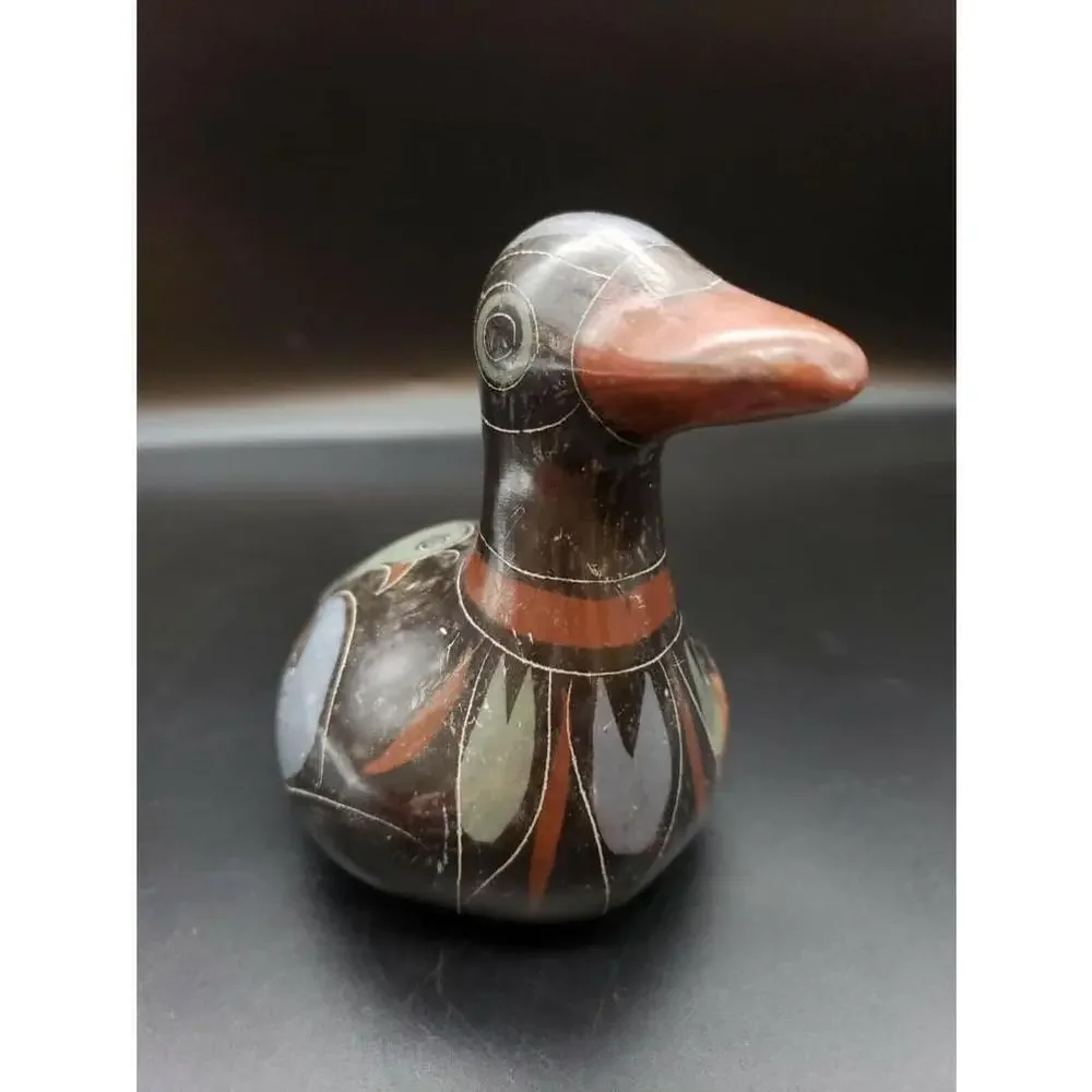 Vintage Ceramic Duck Mexico? Hand Painted/Made Folk Art Collectible